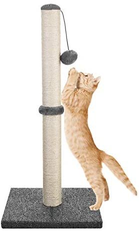 Akarden 29'' Tall Cat Scratching Post, Cat Claw Scratcher with Hanging Ball, Durable Cat Furniture with Sisal Rope