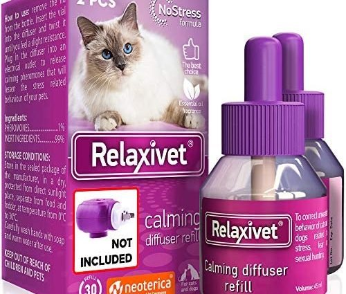 Relaxivet Natural Cats&Dogs Calming Pheromone Diffuser Refills - Improved No-Stress Formula - Anti-Anxiety Treatment #1 for Cats with a Long-Lasting Calming Effect (2 Refill (Diffuser not Include)